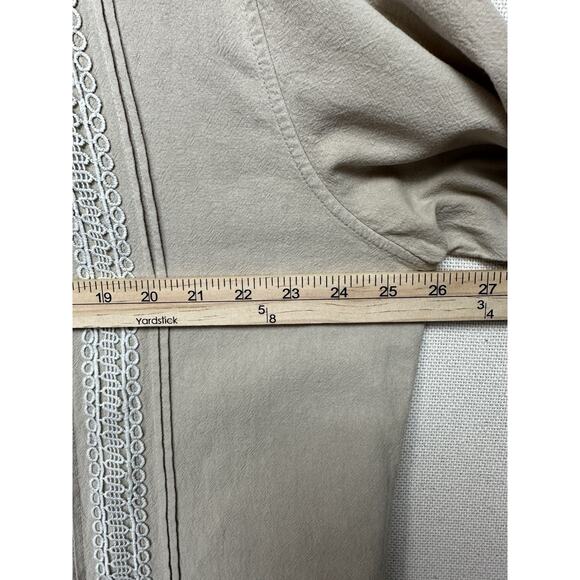 Coof Andy Cuban Guayabera Shirt Mens XL Button Up Embroidered Tan Long Sleeve - Picture 13 of 15